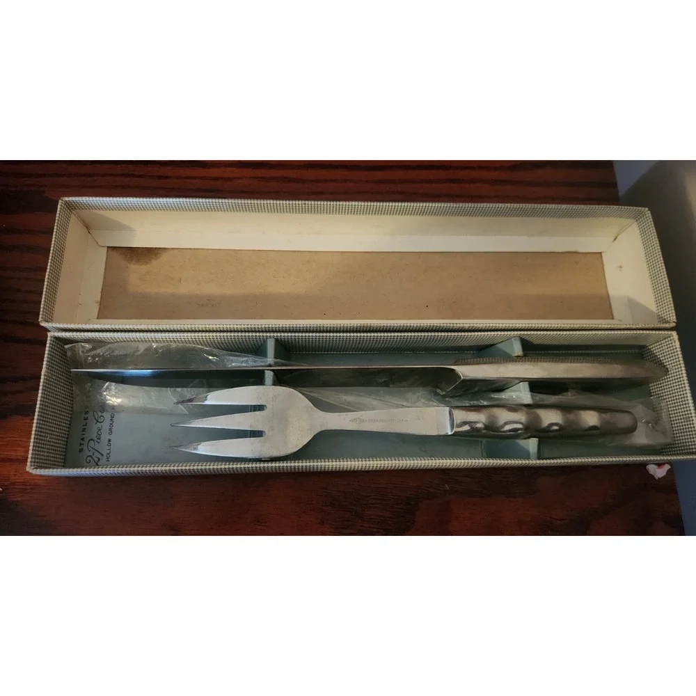 2 Piece Stainless Steel Carving Set - Hollow Ground Hollow Handle - Knife & Fork